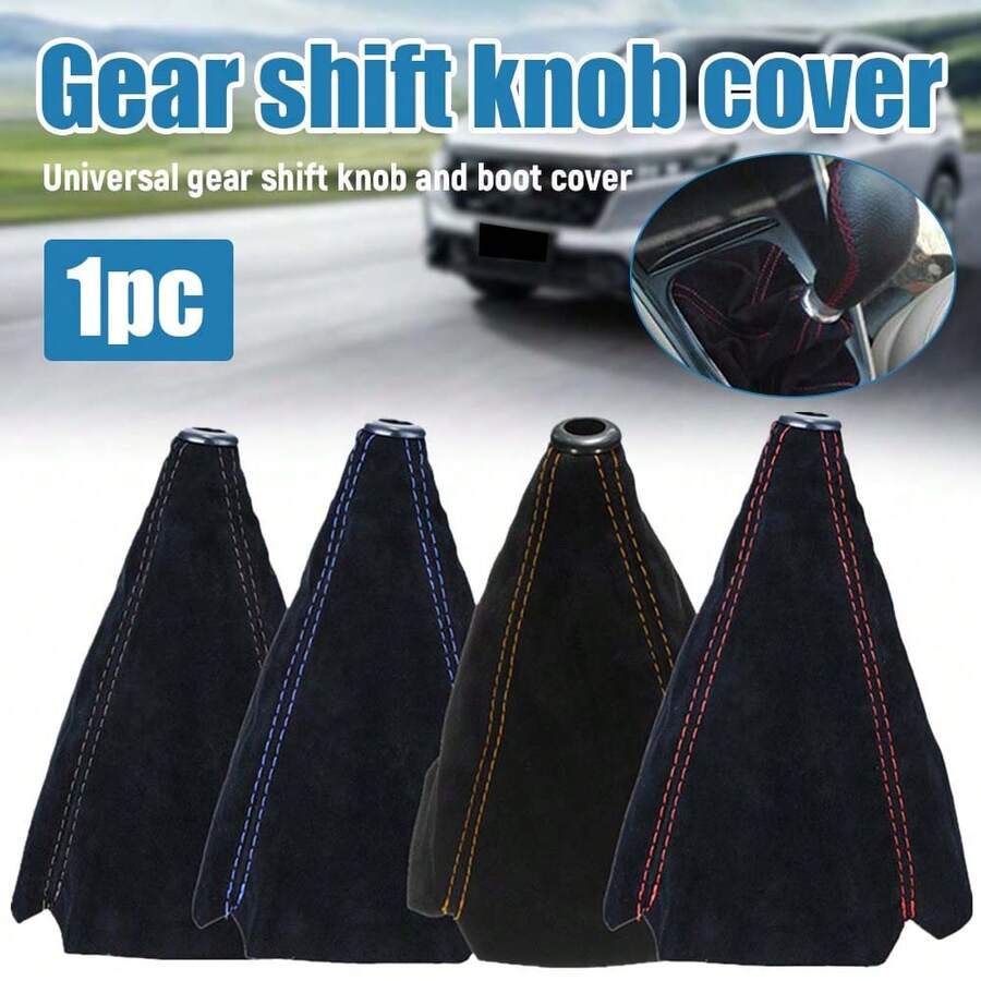 Car Gear Shift Collars Covers Suede PU Leather Gear Stick Shift Shifter Knob Cover Boot Gaiter Red/Black/Yellow/Blue