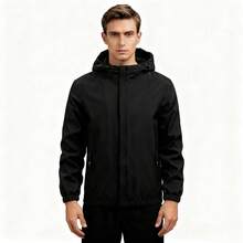 2025 Veste de pluie à capuche pour hommes, vêtement extérieur coupe-vent et stylé pour la randonnée et les aventures sportives. Isolation, Saint-Valentin, chiot, carnaval, choix printemps-été, cadeaux pour demoiselles d'honneur, chambre, décoration de chambre, plage, voyage, pour hommes, pour femmes, vacances - Hommes - Voir 1