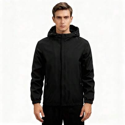 2025 Men's Hooded Rain Jacket, Stylish Windproof Outdoor Wear For Casual Hiking And Sports Adventures Insulation, Galentines, Puppy, Carnival, Spring Summer Picks, Brides Maid Gifts, Room, Beach, Travel, For Men, For Women, Vacation, Commencement, Congrats Grad, Graduation Party, Travel Hiking Essentials, Portable Tools, Summer Essentials, Summer Portable