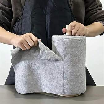 50张可重复使用清洁湿巾家用厨房抹布超细纤维毛巾卷洗碗布洗衣纸巾替代品超细纤维清洁布卷（25厘米*25厘米/9.84英寸*9.84英寸）