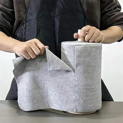 50 hojas de paños de limpieza reutilizables, paños de cocina de microfibra para el hogar, rollos de toallas, trapos de platos, toallas de papel de repuesto, rollo de paños de limpieza de microfibra (25cm*25cm/9.84in*9.84in)