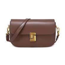 Bolso bandolera de piel suave para mujer, con correa de hombro ajustable y desmontable, y asa superior. Confeccionado en piel de alta calidad con finos detalles. Ideal para estudiar, para el tiempo  para viajes de negocios. Resistente y fácil de cuidar. - Café - Ver 12