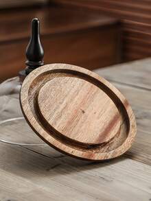 Wooden Cake Stand With Artisanal Finish, Single-Tier Dessert Tray, Rustic Texture Display Plate For Cheesecake & Pastries, Home Baking & Kitchen Style - Multicolor - View 9