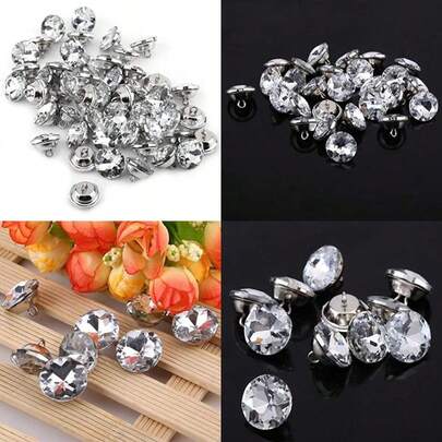 50pcs botones de diamante, brillante Rhinestone botones de cristal diy decoración artesanal para ropa artesanía sofá cabecera(20mm)(default)