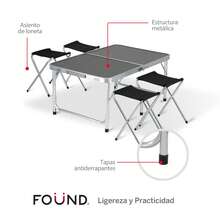 Found Picnic Folding Table And Chairs - Black - View 3