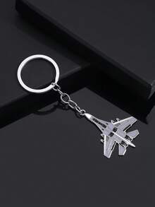 1pc Fashion New Drip Oil Airplane Fighter Shaped Keychain Keyring Pendant Accessory, Suitable For Men And Women Car Key, Bag Decoration And Gift - Silver - View 19