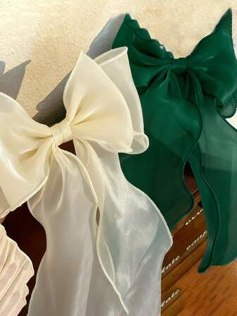 2PCS Hair Bow Barrette Organza Bowknot Hair Clip Sweet Hair Clip Solid Color Bow Clips Hair Accessories For Women Girls Hair Ribbons, Claw Clips, Hair Slide, Hair Barrettes