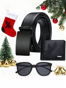 3pcs Fashion Casual Stylish Business Men's Belt Set + Glasses + Wallet, Suitable For Daily Outings, Great For Graduation, Thanksgiving, Father's Day, Birthday, Christmas Gifts - Multicolor - View 3