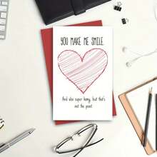 1 Pc Playful You Make Me Smile Love Card Heart Illustration Humorous Greeting Perfect For Boyfriend Girlfriend Anyone Special Family Friends Colleagues Classmates Ideal For All Seasons And Events Like Birthday Anniversary Valentines Day Use As Greeting Card Gift Card Thank You Card Love Card Birthday Card Invitation Card With Envelope Included - Nhiều màu - Xem 3