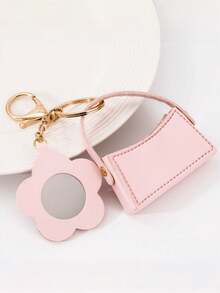 مرآة مدمجة مزخرفة بالزهور مع خيار النص المخصص! مصنوعة من أزهار بريقة متلألئة، مرآة صغيرة محمولة. سهلة التثبيت على الحقائب والحقائب اليدوية الصغيرة المنحنية. سلسلة مفاتيح، سلسلة مفاتيح السيارة، اكسسوارات السفر