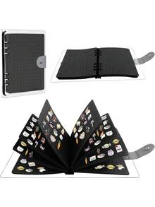 1pc Pin Collection Display Book - Portable Pin Storage Book, 8 Pages 350 Holes Storage Display Book, Portable Felt Storage Book, With Holes, Storage Solution, Jewelry Roll. - Multicolor - View 12