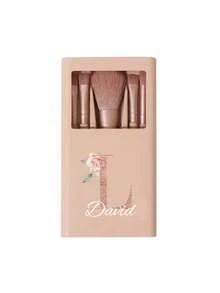 5 pièces/set Ensemble de pinceaux de maquillage portable personnalisable avec miroir, lettres de A à Z, imprimé avec un motif floral simple, ensemble de pinceaux de maquillage en boîte, pinceau de maquillage multifonction avec boîte à miroir, mini stylo de maquillage multifonction, pinceau de fond de teint - multicolore - Voir 23