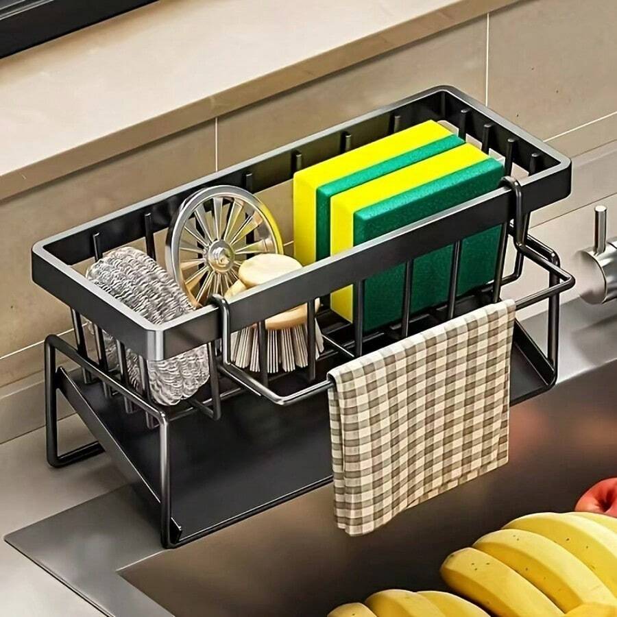 1PC Kitchen Sink Sponge Drain Rack, Self-Draining Kitchen Sink Organizer, Sink Rack, Can Hold Dish Brushes, Dishcloths, Soap, Cleaning Supplies, Baskets And Containers For Kitchen Organization.