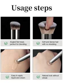 3支装专业粉底遮瑕刷，斜角轮廓化妆刷，女士美妆工具，BB霜 - 彩色 - 查看 4