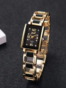 2 件/套女士时尚休闲方形水钻表盘石英手链手表组合（不含手表） - 黑與白 - 查看 7