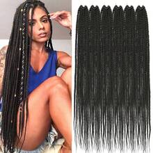 6包女神盒式辫钩编假发，超长合成盒式辫接发，女士适用 - 彩色 - 查看 2