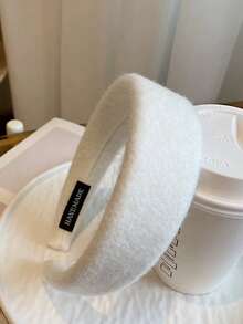 1条柔软甜美象牙色针织发带，秋冬季发饰，发箍，发圈 - 白色 - 查看 7