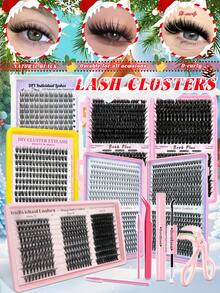 Zestaw świątecznych rzęs 2106 szt., skręt D, objętość, długość 10-18 mm, różne długości, zawiera klej, pęsetę, szczoteczkę i zalotkę – zrób to sam w domu w 3 minuty. Idealny na randki, festiwale muzyczne, Boże Narodzenie i każdą inną okazję! - Czarne - Zobacz 6