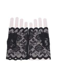 1Pair Sailor Dance Long Fingerless Women Sexy Lace Gloves Ladies Half Finger Fishnet Gloves Heated Mesh Mittens For Bride Half Finger Fishnet Dress Mesh Short Gloves - Multicolor - View 12