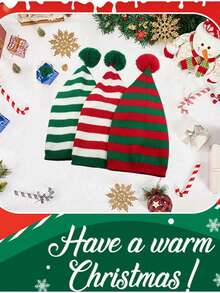 1 件针织圣诞圣诞老人帽，红色和绿色钩针圣诞帽，男女通用圣诞派对针织帽，圣诞礼物温暖，万圣节