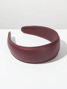 1 chiếc băng đô bản rộng bằng da PU màu trơn cổ điển, kiểu dáng đơn giản, thời trang, đa năng, màu tím nhạt cao cấp, phụ kiện tóc thanh lịch, thích hợp cho mùa thu/đông. - Nhiều màu - Xem 7