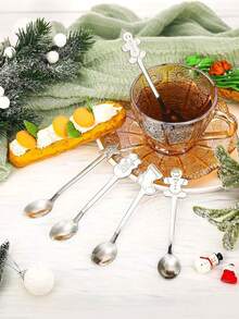 1/4/8pcsStainless Steel Ramadan-Themed Creative Spoons, Featuring Cartoon And Fun Designs. These Include Coffee Spoons, Dessert Spoons, Mixing Spoons, Snowman Ice Cream Spoons. Suitable For Family And Friends Gatherings, Ramadan Festivals, Valentine's Day And Other Various Party And Event Occasions. - Multicolor - View 10