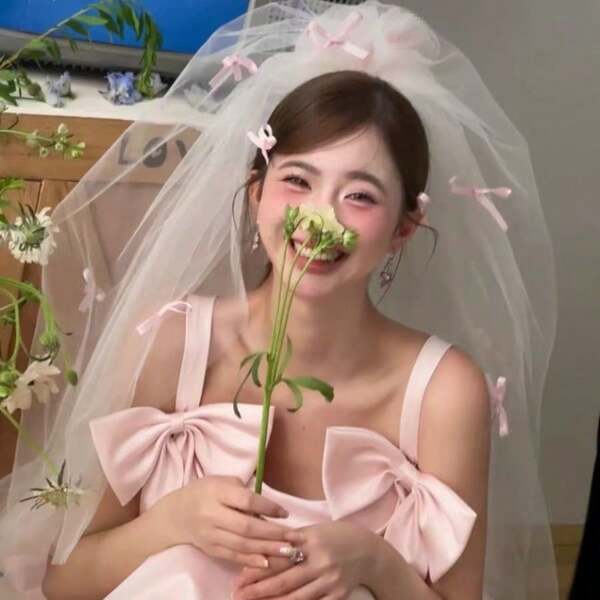 Bride's Pink Bow Veil, Elegant Sweet Layered Tulle Wedding Veil For Ceremony, Photo Shoot, Proposal Valentine's Day Accessories