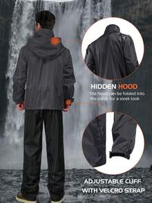 RODEEL Jaket Hujan Memancing Pria, Tahan Angin, Bernapas, Cepat Kering, Desain Banyak Saku, Manset dengan Perekat Velcro, Celana Bib yang Dapat Diatur, Pilihan Ideal untuk Penggemar Aktivitas Luar Ruangan di Musim Semi - Grey - View 4