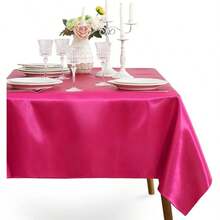 1 chiếc khăn trải bàn bằng vải satin trơn màu chất lượng cao dùng cho tiệc tùng, nhà hàng - Màu Hồng Tươi - Xem 9