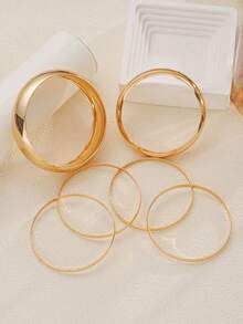3pcs Vintage Exaggerated Luxurious Geometric Design Wide Metal Bangle Bracelets, Suitable For Women's Daily, Party, Vacation Wear, Gift - Gold 3 - View 4