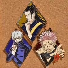 1枚，五条、裕二、宿傩、藤井、七海、惠的高品质金属徽章，珐琅+透明漆+印刷工艺，包包配饰，服装配饰，生日礼物，情侣和闺蜜礼物，生日，旅行纪念品，毕业典礼，派对，圣诞节，万圣节，节日礼物