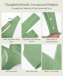 Popilush Wireless Bras Women Seamless No Underwire Push Up Bra Supportive Deep V Bralette Everyday Comfortable T-Shirt Bra - 綠色 - 查看 3