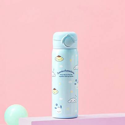  Vaso Miniso Cute Sanrio con tapa mágica, 500ml Taza Kawaii, a prueba de fugas y con retención de calor - Azul