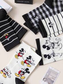 Disney 5/1 Pair Authentic Embroidered Mickey Mouse New Year Gift Socks, Cartoon Christmas Embroidered Socks, New Year Animated Socks For Men, Novelty And Interesting Socks - Multicolor - View 9