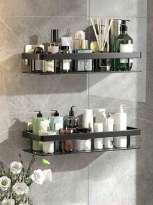 两件套浴室置物架，防锈抛光金属壁挂式收纳架，适用于浴室、卫生间、梳妆台、淋浴房，节省空间，可收纳洗发水、护发素等物品，也适用于浴室、梳妆台和厨房。 - 彩色 - 查看 14