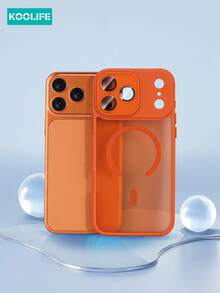 Koolife 1pc Compatible With IPhone 17, Magnetic Wireless Charging, Full Body Protection, Anti-Fall, With Lens Protector, TPU+PC Spray Oil Matte Texture Phone Protective Case, Starry Orange, Compatible With IPhone 17 ProMax/ 17/ 17 Pro/ 17 Air, Anti-Fall Phone Protective Cover - Orange - View 1