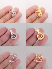 AMAXER 1个不锈钢简约可爱猫咪吊坠，是制作珠宝、手链、项链、送给朋友、情侣、同学的完美礼物。 - 動物系列 - 查看 1