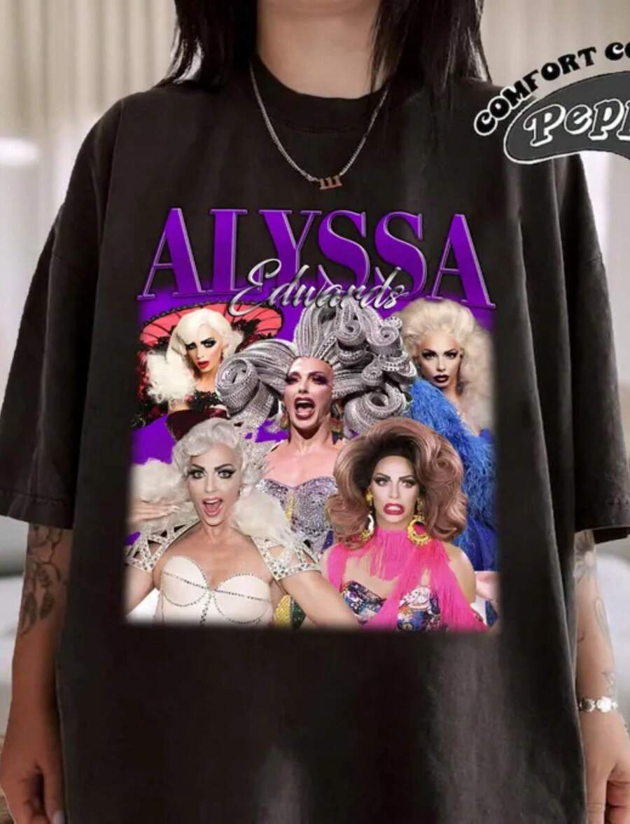 Retro Alyssa Edwards Shirt, Colors Shirt, Alyssa Edwards Retro Shirt, Alyssa Edwards Fan Gift, Vintage 90s Shirt, Bootleg Shirt - 黑色 - 查看 1