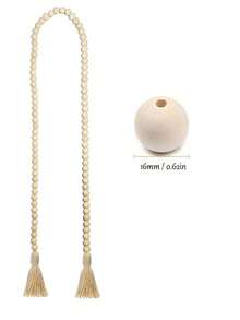 1pc 16mm Rustic Wooden Beads 58 Inches Long, Garland With Jute Tassels Farmhouse Vintage Decors, Festive Table & Living Room Handcrafted Home Ornaments Accessories - Multicolor - View 6