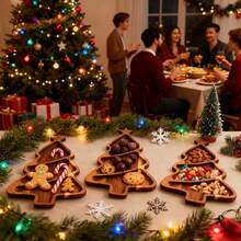 1 Peça Bandeja de Servir com Formato de Natal, Prato Decorativo Reutilizável para Lanches, Doces, Frutas, Travessa Multiuso para Sobremesas, Tábua de Queijos de Madeira, Adequado para Decoração de Natal, Lembrancinhas de Festa, Decoração Outonal para Casa, Ambiente Encantador