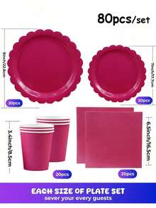 The Rose-Colored Disposable Paper Plate Set Includes 9-Inch And 7-Inch Paper Plates, Paper Cups, And Napkins. It Is Suitable For Various Occasions Such As Clubs, Parties, Picnics, Weddings, Family Dinners, And Party Supplies. It Can Be Used For Kitchen And Restaurant Decoration, As Well As Party Decoration. It Is Also A Reception Paper Plate And Disposable Tableware Set. - Multicolor - View 3