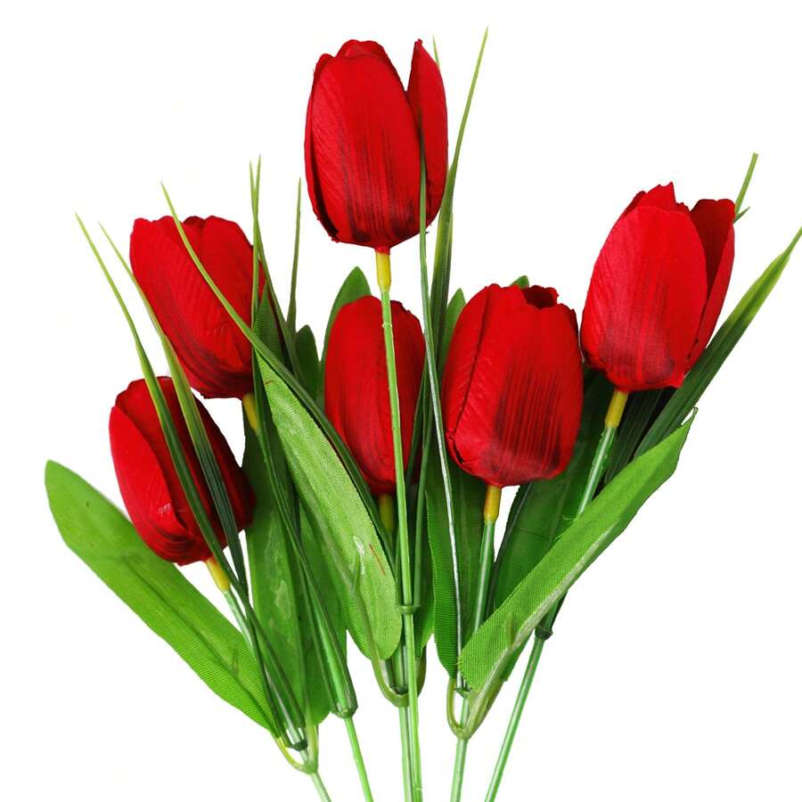 1 ramo de tulipanes artificiales - Rojo - Ver 1