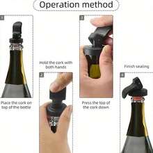 4pcs Wine And Beer Bottle Stoppers, Durable Bar Style Hand Press Sealing Bottle Caps, Suitable For Champagne & Sparkling Wine, Leak-Proof And Preserving, Bottle Stoppers, Champagne Stoppers, Streamlined Design, High-Quality Sealing, Party Host - Multicolor - View 5