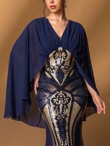 Faeriesty Vestido elegante de la madre de la novia: escote en V profundo, mangas largas elegantes y silueta de sirena favorecedora - perfecto para bodas formales, galas sofisticadas, recepciones de noche elegantes, ceremonias de premios lujosas, grandes eventos benéficos