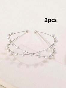 1 chiếc băng đô hợp kim nhiều lớp tối giản, thanh lịch, đính ngọc trai giả dành cho nữ, phụ kiện đội đầu cô dâu, phụ kiện tóc dự tiệc phong cách Y2K ngọt ngào, quà tặng cho bạn bè, giáo viên, Giáng sinh. - Nhiều màu - Xem 11