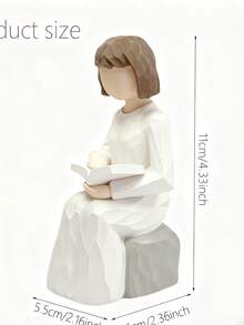 1-Piece "Tranquil Reader" Resin Figurine - Textured Finish & Book-Loving Pose Detail, Cozy Literary Home Decor For Shelves & Desks (Minimalist Warm Style),Suitable For Living Room Decoration, Christmas Home Decoration, Home Décor,Home Decor,Room Decor,Valentine's Day Gifts - 白色 - 查看 6