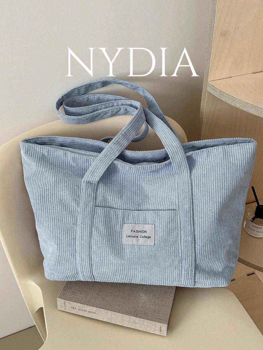 灯芯绒大容量纯色简约手提包，学校用品，书包，返校，学校手提包，大容量，便携，适合青少年女孩女士大学生，男孩和男人，新秀和白领，非常适合返校，开学第一天，大学，工作，商务，通勤，户外，旅行，郊游，办公室，秋冬新款女包