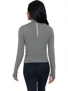 Yogalicious Womens Crosstrain Everyday Half Zip With Thumbholes - 鐵門 - 查看 4