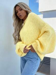 Plus Size Sweater, Ribbed Knit Pullover Sweater For Women, Autumn/Winter Vacation, White Long Sleeve Top, Popular Outerwear