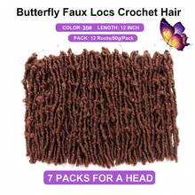 1/5 paquetes de trenzas de crochet de mariposa con bucles previos, trenzas de crochet de mariposa desgastadas para cabello sintético - Multicolor - Ver 4